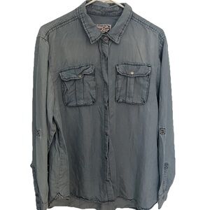 Stoosh Vintage Denim Button Up Top Women’s‎ M Long Sleeve Western Cowgirl Shirt